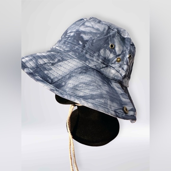 NWOT Summer Unisex Blue Camouflage Outdoor Fishing Boonie Hat Wide Brim OS - Picture 6 of 12